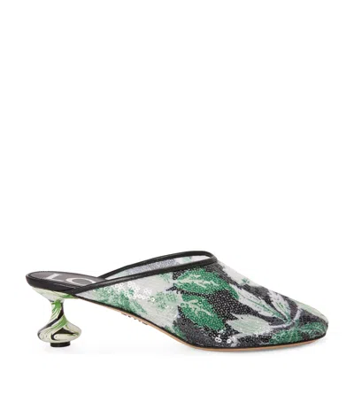 LOEWE SEQUIN FLORAL TOY MULES 45