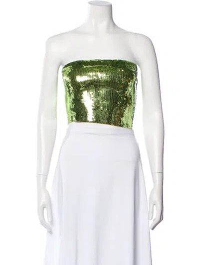 Pre-owned Loewe Sequin Strapless Crop Top In Green