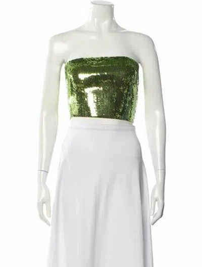 Pre-owned Loewe Sequin Strapless Crop Top In Green