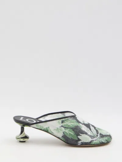 Loewe Toy 45 Floral Sequined Mesh Mules In Multi