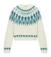 Loewe Stretch Wool Blend Cropped Sweater Graphic In White