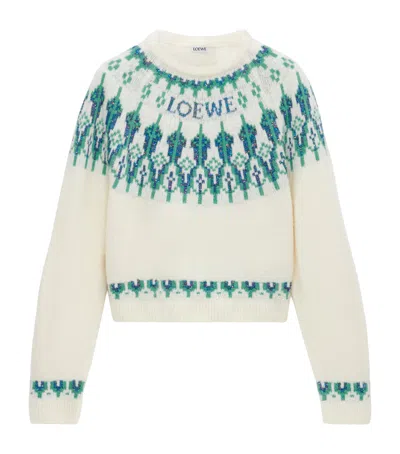 LOEWE SEQUINNED WOOL-BLEND FAIR ISLE SWEATER
