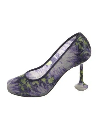Pre-owned Loewe Sequins Floral Print Pumps In Purple