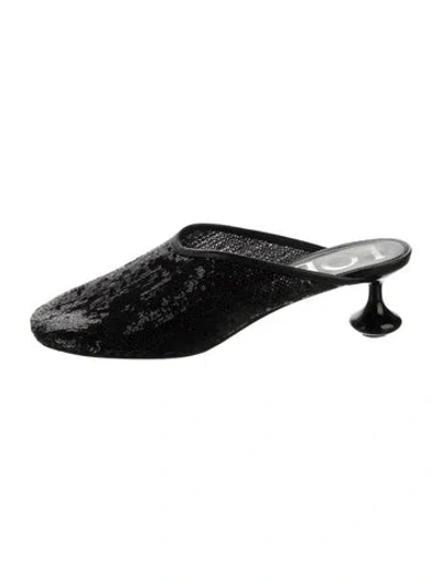 Pre-owned Loewe Sequins Mules In Black