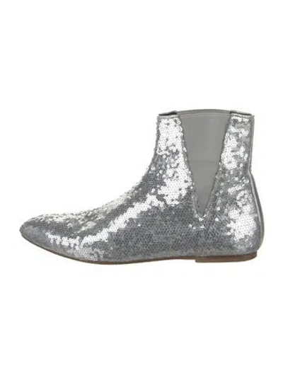Pre-owned Loewe Sequins Patterned Chelsea Boots In Silver