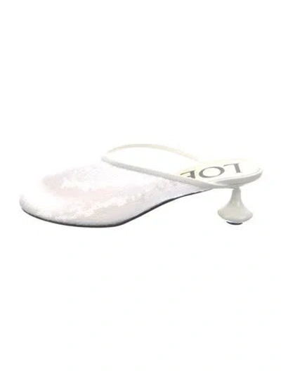 Pre-owned Loewe Sequins Patterned Mules In White