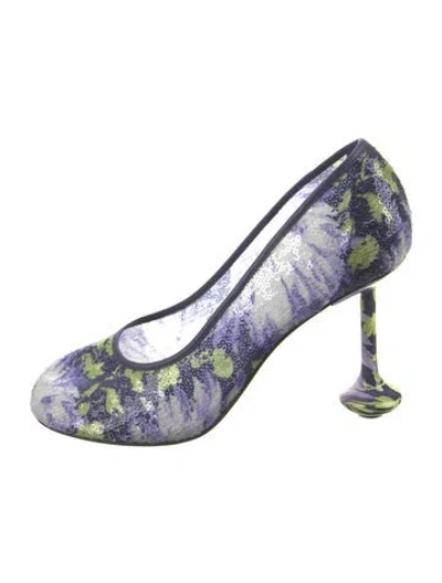 Pre-owned Loewe Sequins Patterned Pumps In Blue