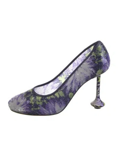 Pre-owned Loewe Sequins Printed Pumps W/ Tags In Purple