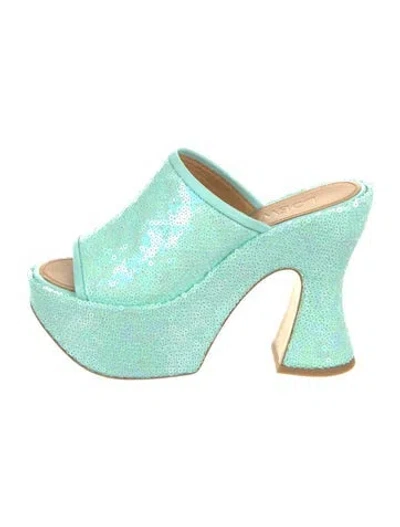 Pre-owned Loewe Sequins Sequin Embellishments Mules In Green