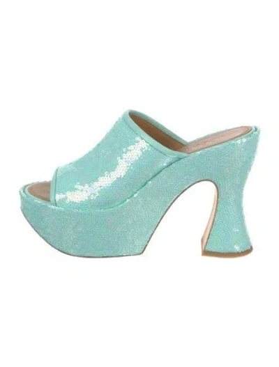 Pre-owned Loewe Sequins Slides In Green