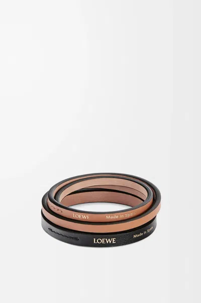 Loewe Double Bangle Set In Classic Leather Skin Size: L For Woman In Brown