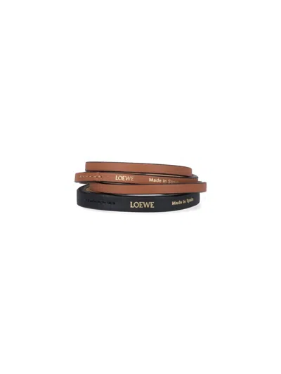 Loewe Set Of 2 Logo Bracelets In Black  