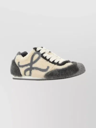Loewe Shearling And Rubber Sole Ballet Sneakers In Multi