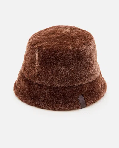 Loewe Shearling Bucket Hat In Brown