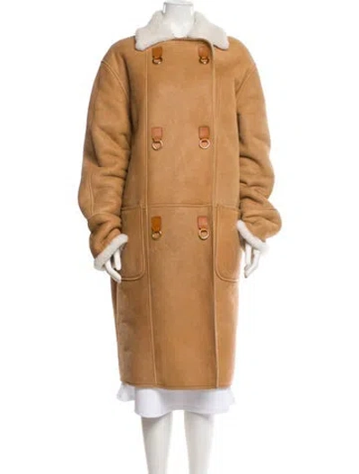 Pre-owned Loewe Shearling Coat In Neutral
