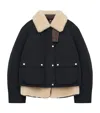 Loewe Puffer Jacket With Removable Lamb Shearling Vest In Black