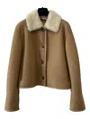 Loewe Shearling-collared Buttoned Jacket In Brown