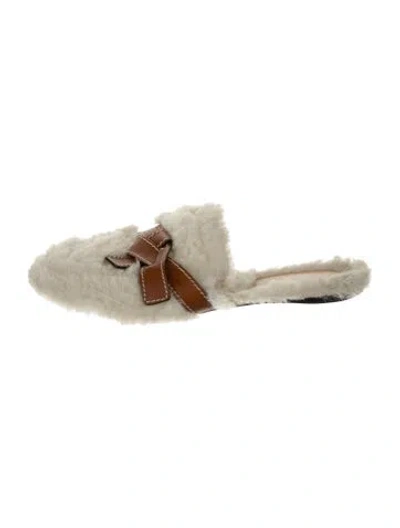Pre-owned Loewe Shearling Colorblock Pattern Mules In Neutral