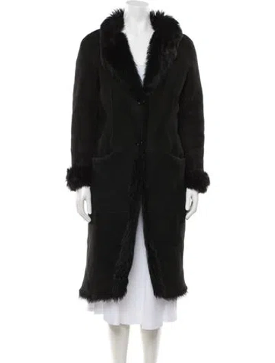 Pre-owned Loewe Shearling Fur Coat In Black