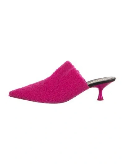 Pre-owned Loewe Shearling Fur Trim Mules In Pink