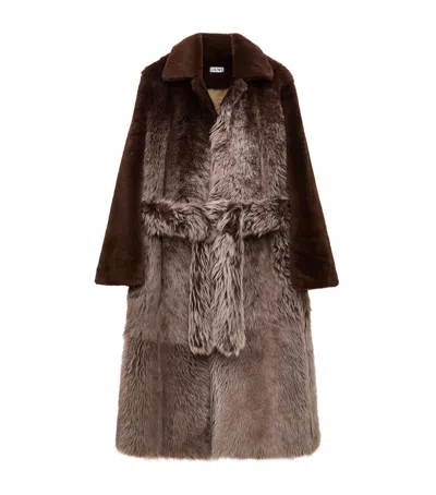 Loewe Shearling Hand-dyed Coat In Brown