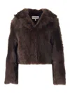 Loewe Shearling Hooded Jacket Coats Brown In Brown