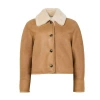 Loewe Shearling Jacket With Faux Fur Collar In Brown