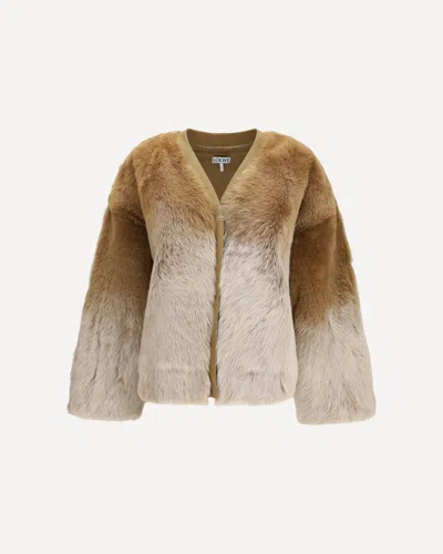 Loewe Cardigan In Shearling In Brown