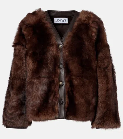 Loewe Shearling Jacket In Brown