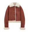 Loewe Shearling Leather Jacket In Brown