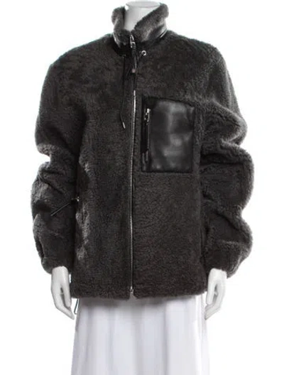 Pre-owned Loewe Shearling Jacket In Gray