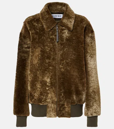 Loewe Shearling Jacket In Green