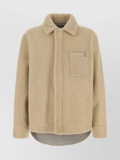 LOEWE SHEARLING JACKET WITH CURVED HEM AND COLLAR