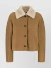 Loewe Shearling Jacket With Faux Fur Collar In Brown