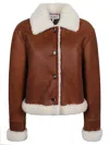 Loewe Shearling Leather Jacket In Brown