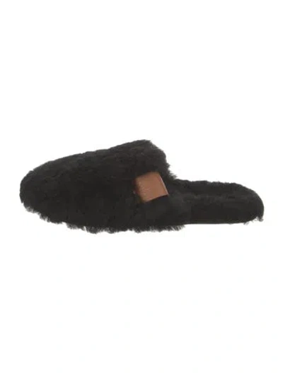 Pre-owned Loewe Shearling Mules In Black