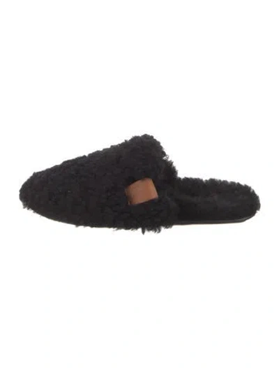 Pre-owned Loewe Shearling Mules In Black
