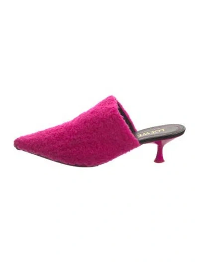 Pre-owned Loewe Shearling Mules In Pink