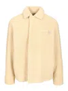 Loewe Shearling Overshirt Shirts White In Brown