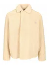 Loewe Shearling Overshirt Shirts White In Multi