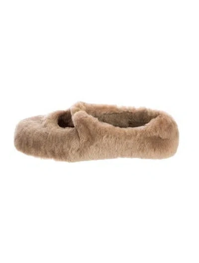 Pre-owned Loewe Shearling Patterned Mules In Neutral