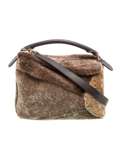 Pre-owned Loewe Shearling Puzzle 2024 In Brown