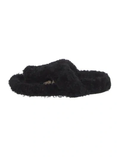Pre-owned Loewe Shearling Slides In Black