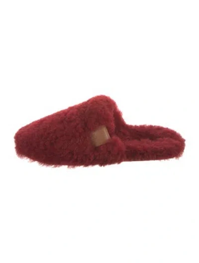 Pre-owned Loewe Shearling Slides In Red