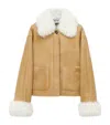 Loewe Shearling-trim Leather Jacket In White
