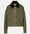Loewe Shearling-trimmed Cotton Twill Blouson In Khaki Green