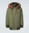 Loewe Shearling-trimmed Technical Puffer Coat In Green