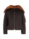 Loewe Technical Coating Bomber Jacket With Double Layer Construction And Checked Back In Brown