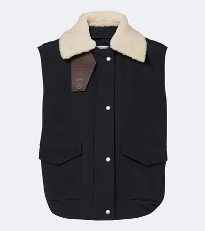 Loewe Shearling-trimmed Cotton-blend Vest In Black