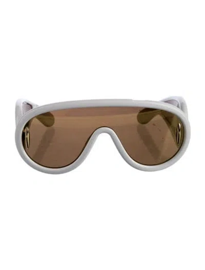 Pre-owned Loewe Shield Mirrored Sunglasses In White